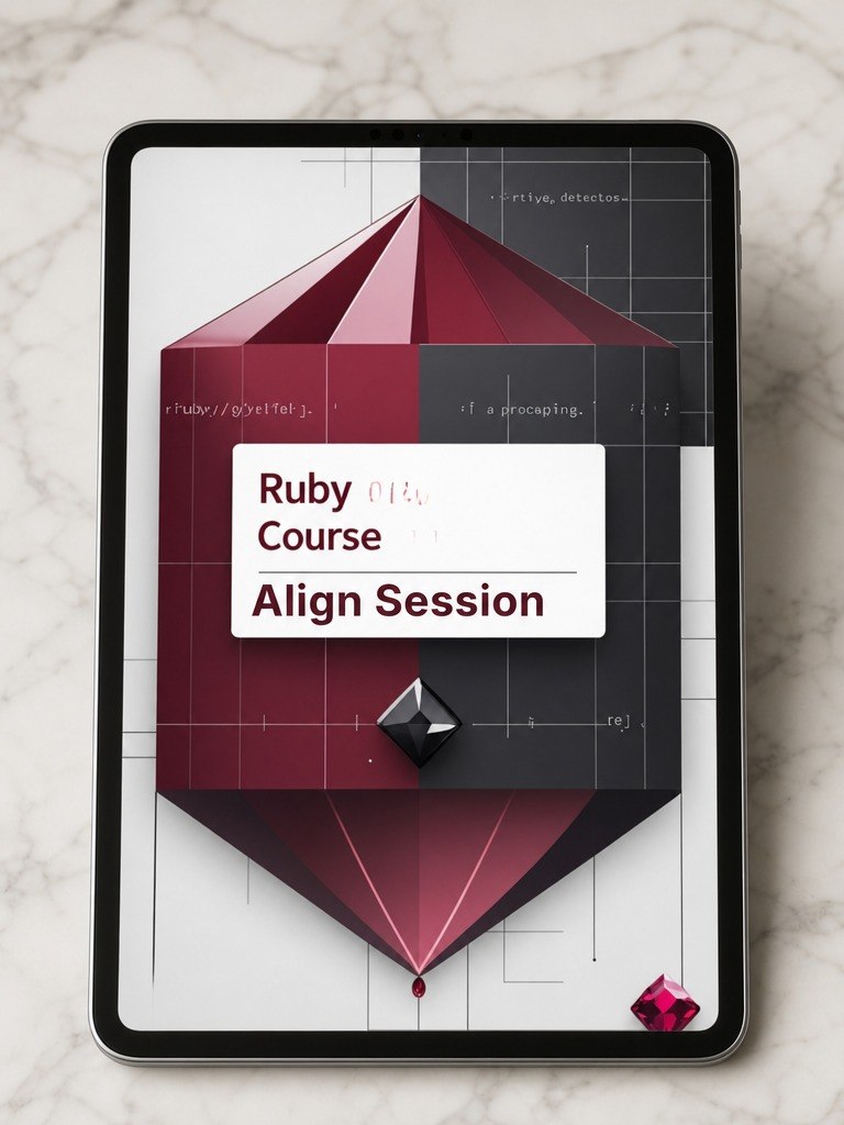 Tablet displaying a Ruby course align session on a marble surface