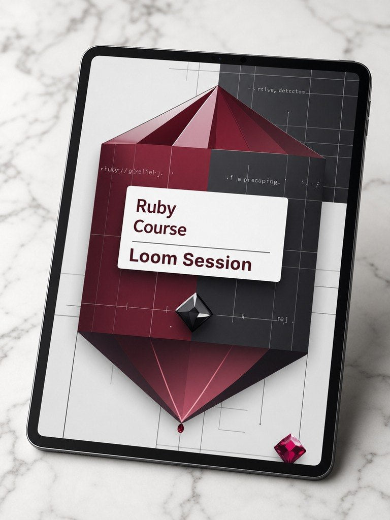 Tablet displaying a Ruby Course Loom Session on a marble surface